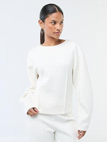 Sudadera mangas abullonadas con cuello redondo