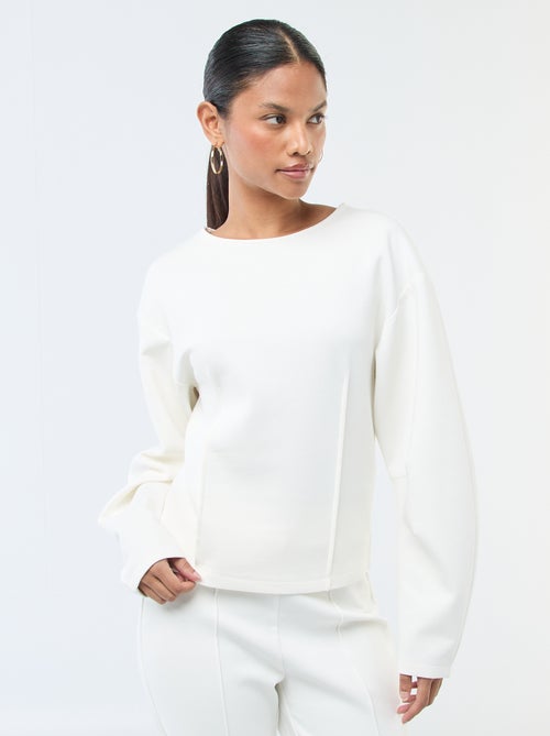 Sudadera mangas abullonadas con cuello redondo - Kiabi