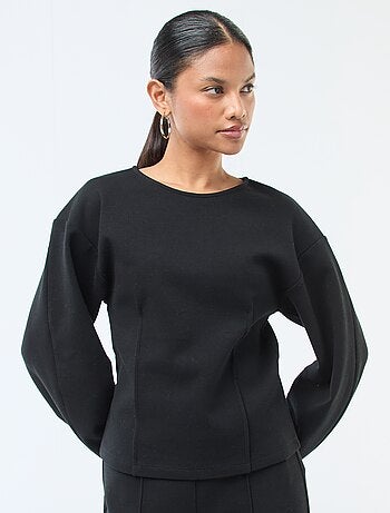 Sudadera mangas abullonadas con cuello redondo