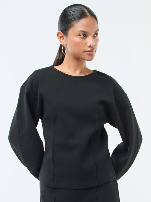 Sudadera mangas abullonadas con cuello redondo - Kiabi