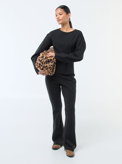 Sudadera mangas abullonadas con cuello redondo - Kiabi