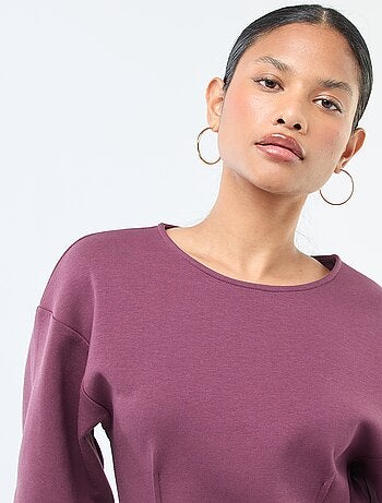 Sudadera mangas abullonadas con cuello redondo