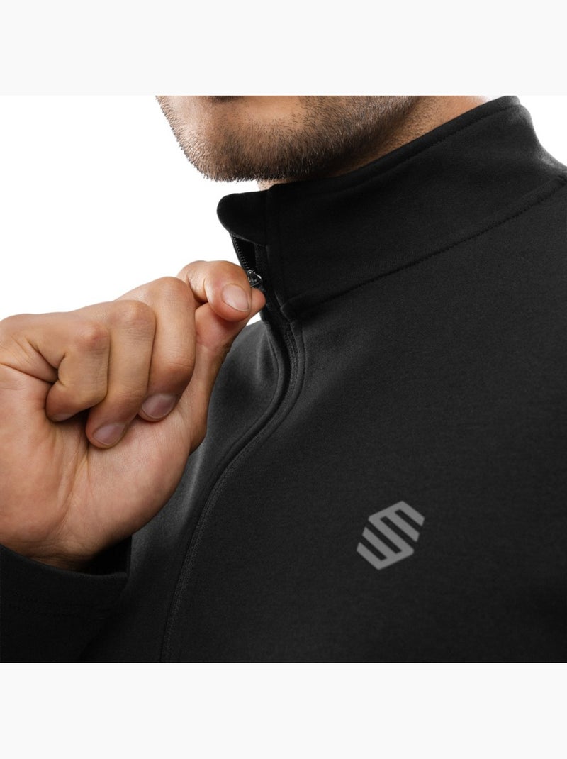 Sudadera media cremallera entrenamiento hombre fitness hombre inter Negro - Kiabi
