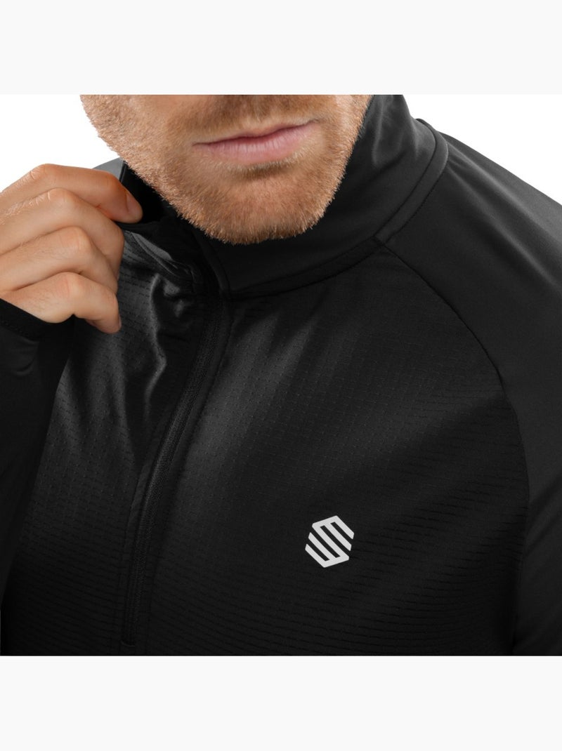 Sudadera media cremallera running hombre fitness hombre intuit Negro - Kiabi