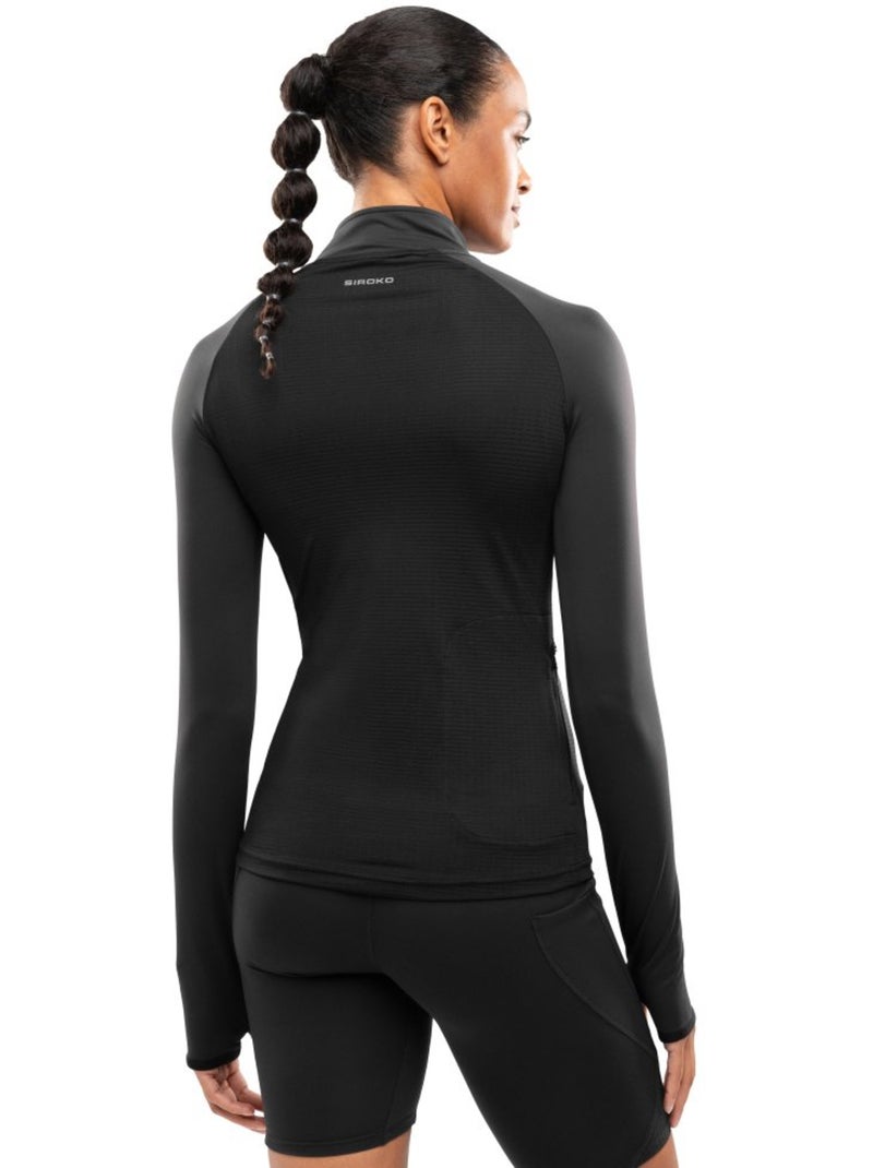 Sudadera media cremallera running mujer fitness mujer center Negro - Kiabi