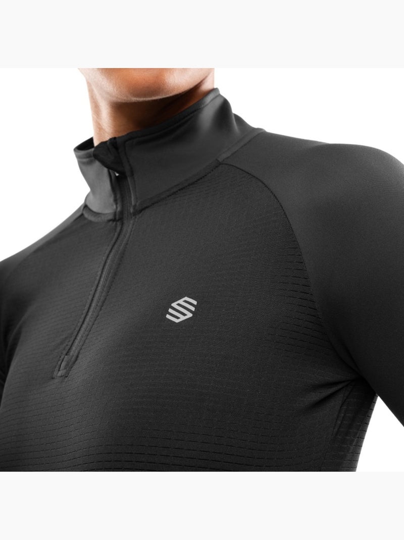 Sudadera media cremallera running mujer fitness mujer center Negro - Kiabi