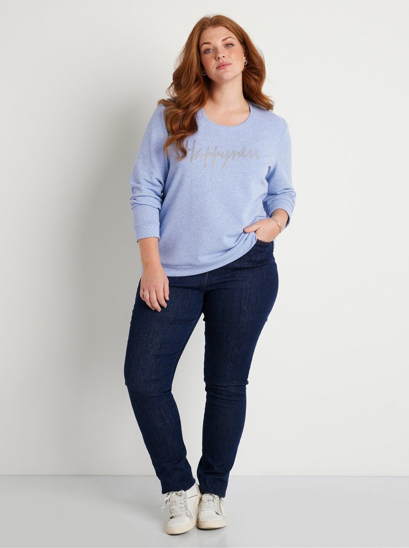 Sudadera mensaje cuello redondo - Afibel Azul - Kiabi