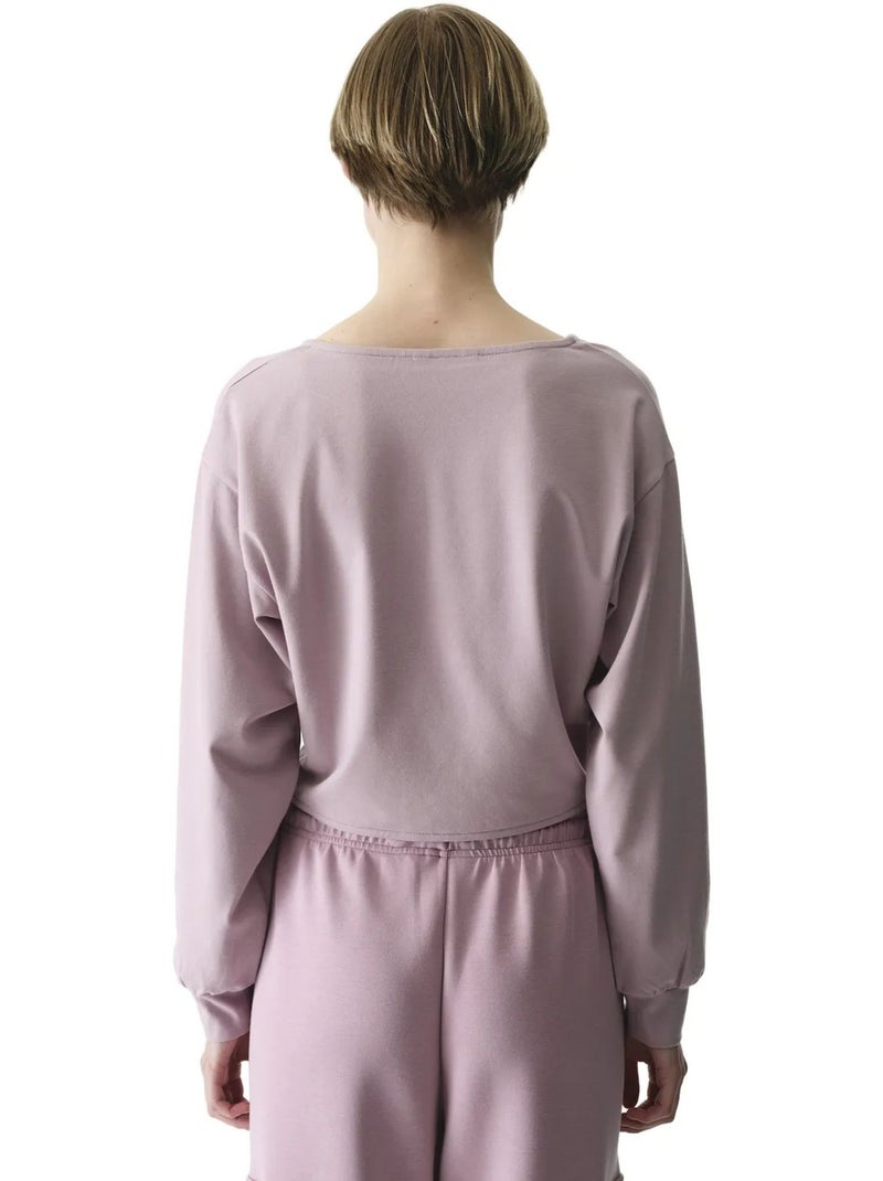 Sudadera midi oversize con cuello en v y detalle de lazada penti Malva - Kiabi