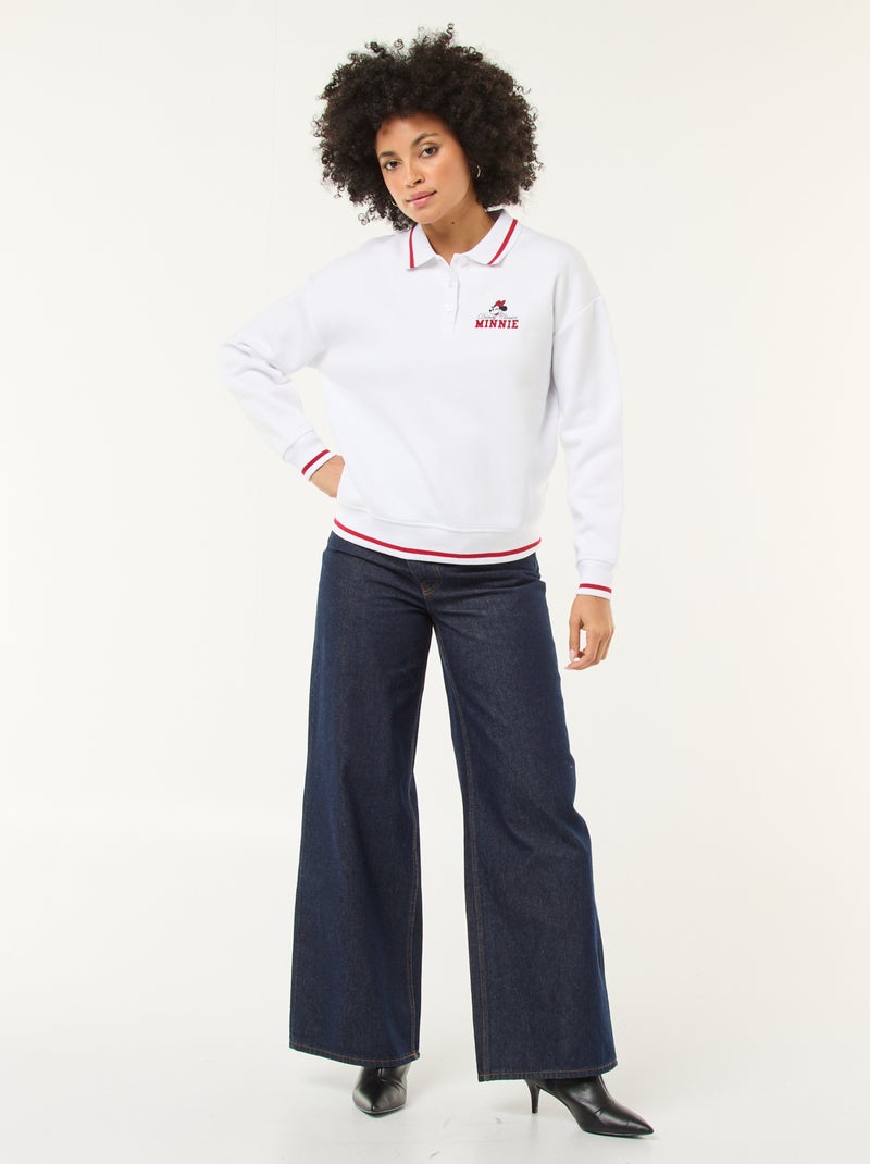Sudadera 'Minnie' 'Disney' con cuello polo abotonado Blanco - Kiabi
