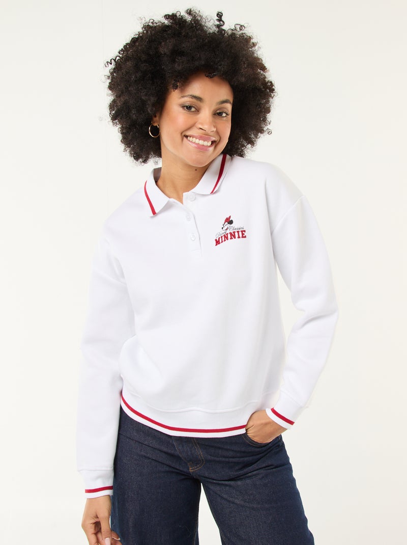 Sudadera 'Minnie' 'Disney' con cuello polo abotonado Blanco - Kiabi