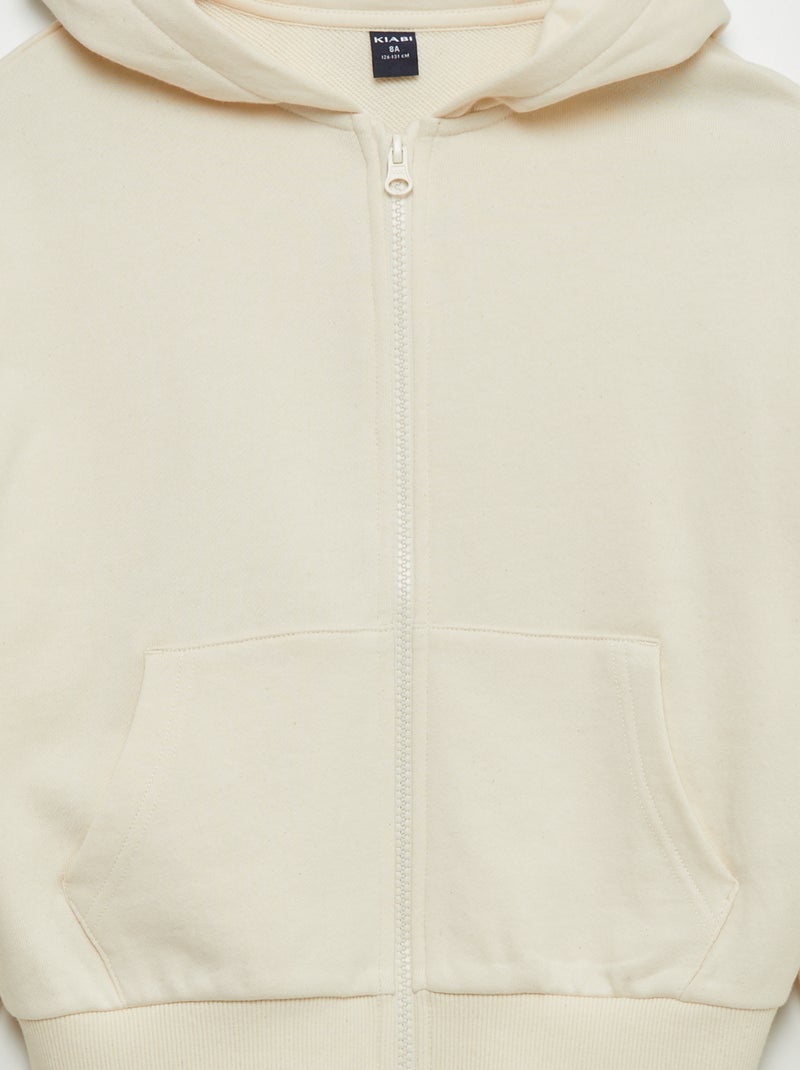 Sudadera mixta con capucha y cremallera BLANCO - Kiabi