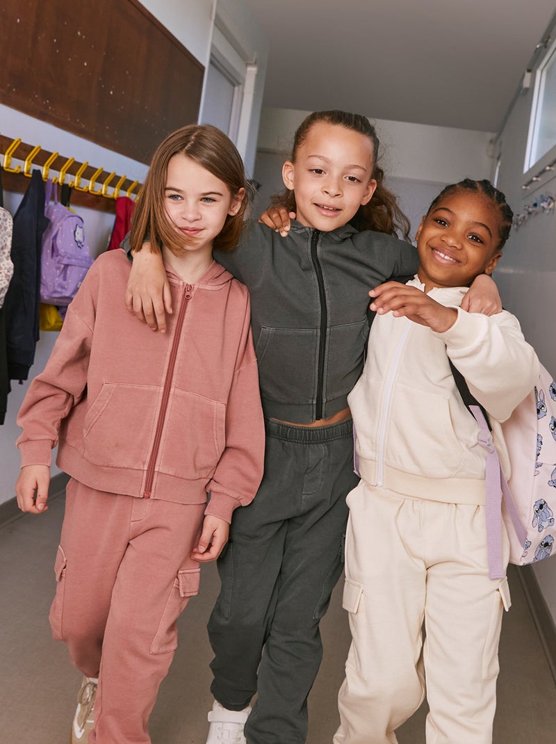 Sudadera mixta con capucha y cremallera NEGRO - Kiabi