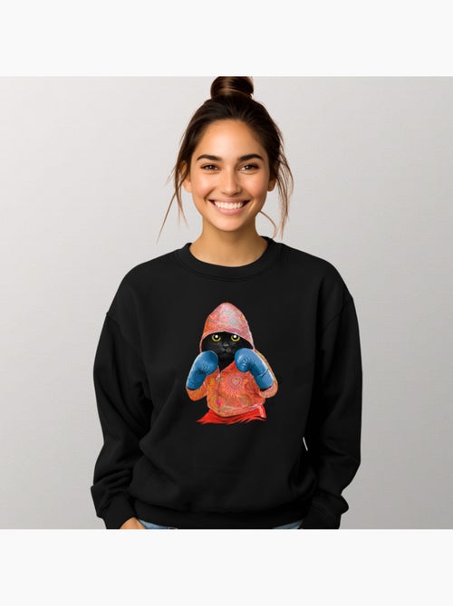 Sudadera mujer - boxing cat black- navidad - Kiabi Sudadera mujer - boxing cat black- navidad - Kiabi