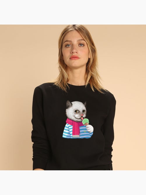 Sudadera Mujer - CAT AND ICE CREAM - Kiabi Sudadera Mujer - CAT AND ICE CREAM - Kiabi