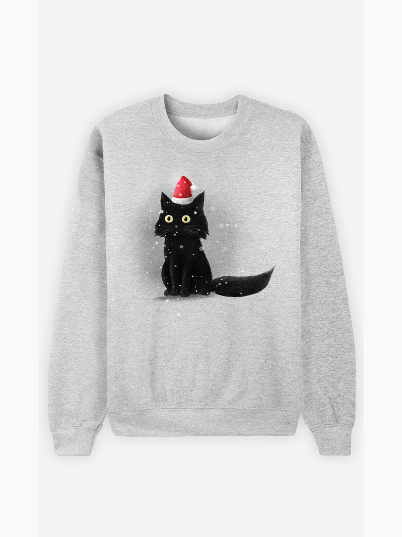 Sudadera Mujer - CHRISTMAS CAT Gris jaspeado - Kiabi