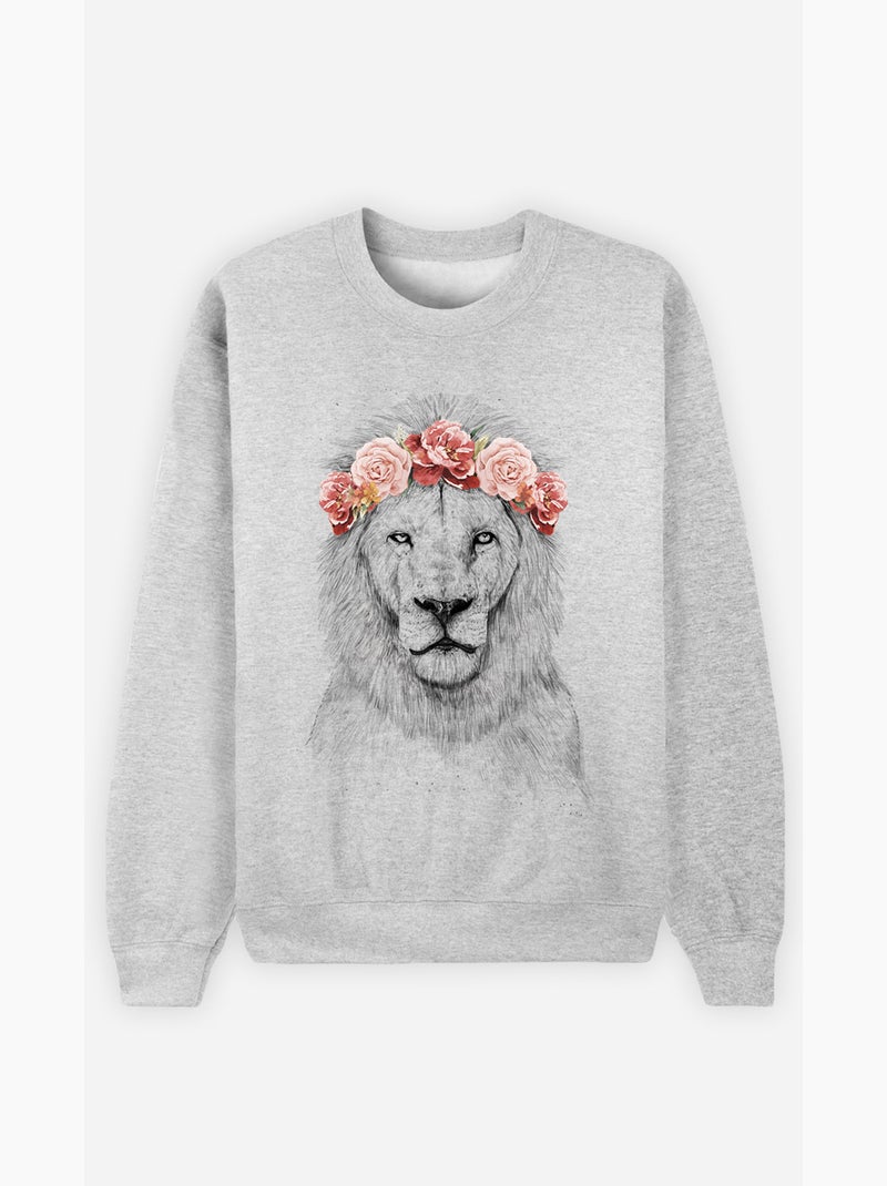 Sudadera Mujer - FESTIVAL LION SPRING Gris jaspeado - Kiabi