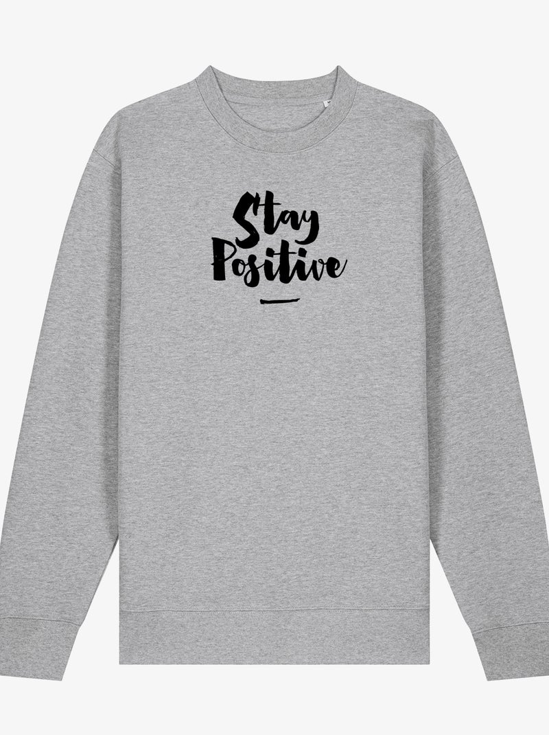 Sudadera Mujer - STAY POSITIVE Gris jaspeado - Kiabi