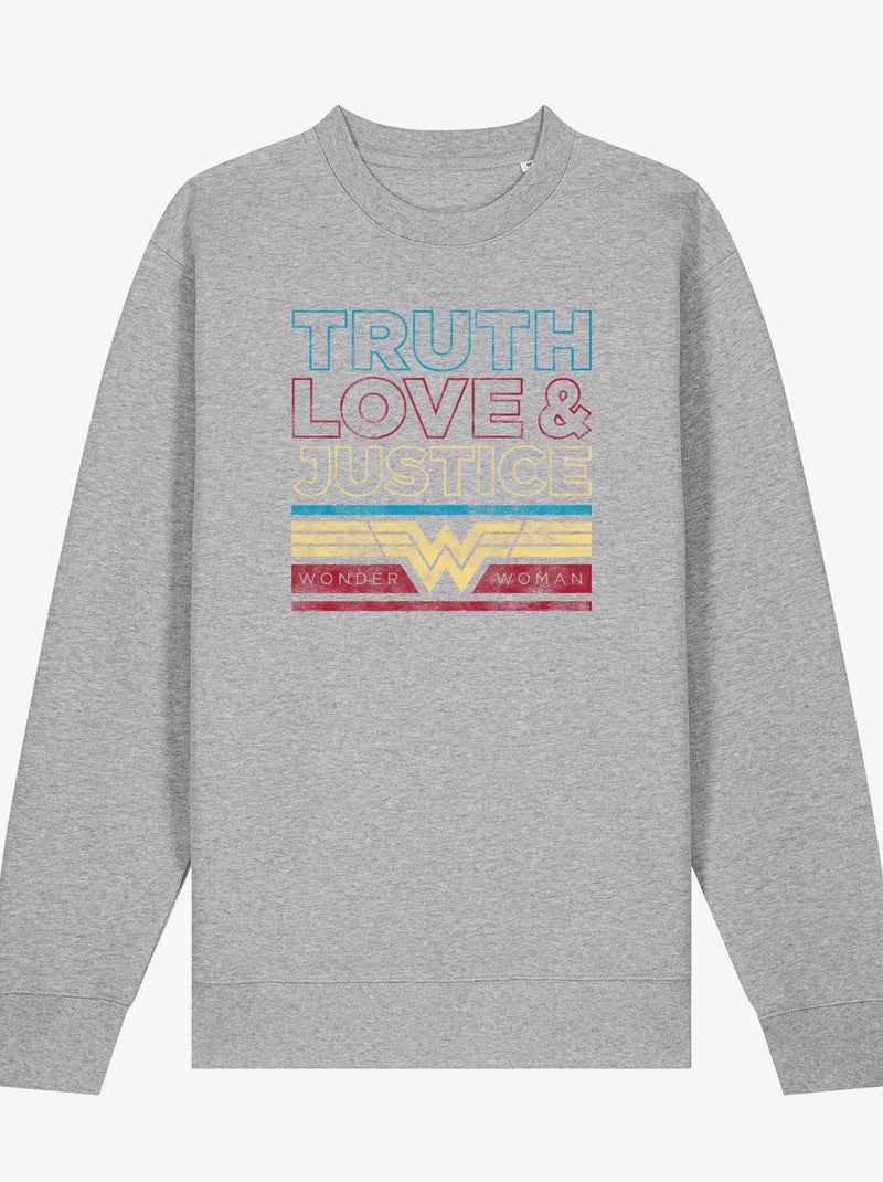 Sudadera Mujer - TRUTH LOVE & JUSTICE WONDER WOMAN Gris jaspeado - Kiabi