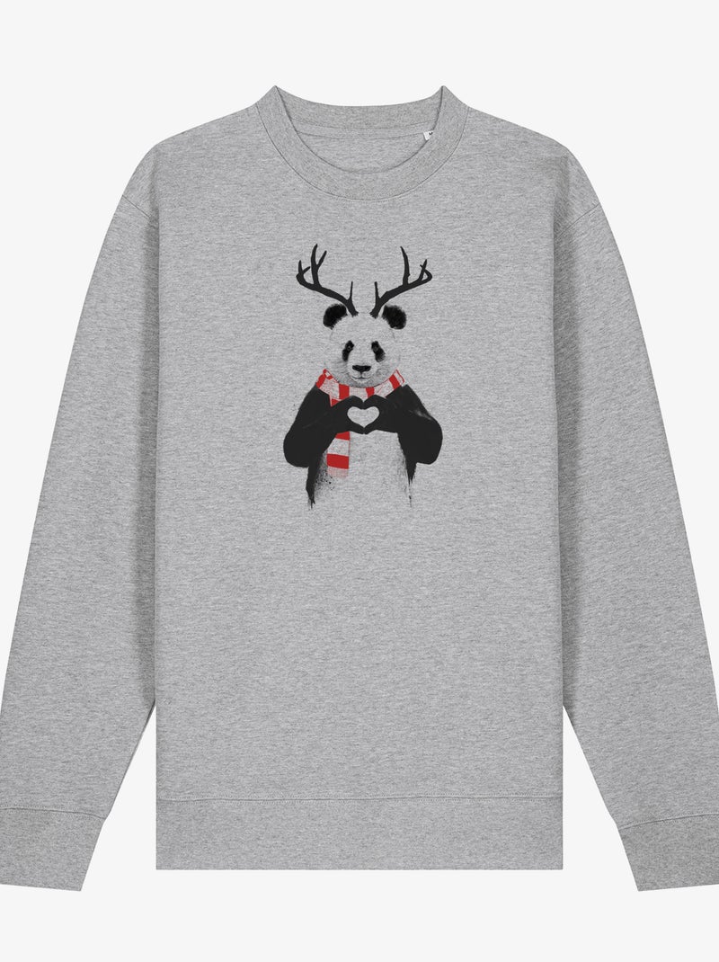 Sudadera Mujer - XMAS PANDA Gris jaspeado - Kiabi