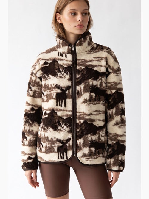 Sudadera mujer con cuello con cremallera geométrico mixray - Kiabi Sudadera mujer con cuello con cremallera geométrico mixray - Kiabi