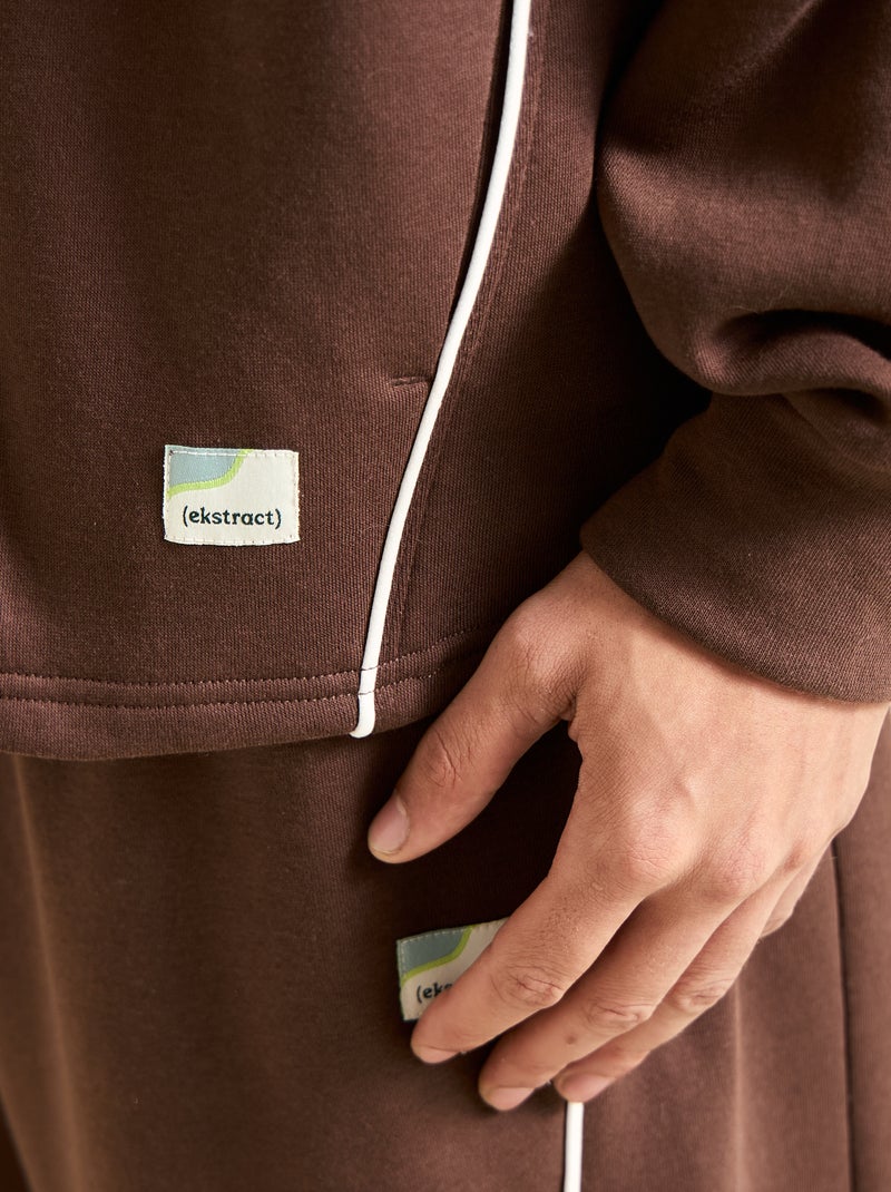 Sudadera multideporte con cuello de camionero con cremallera - (ekstract) Marron - Kiabi