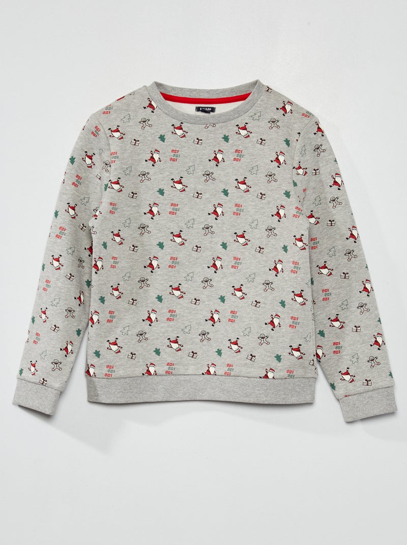Sudadera navideña jaspeada GRIS - Kiabi