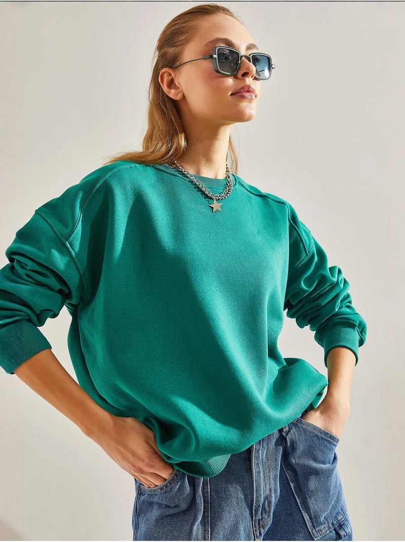 Sudadera oversize cepillada de tres hilos lucci Verde - Kiabi