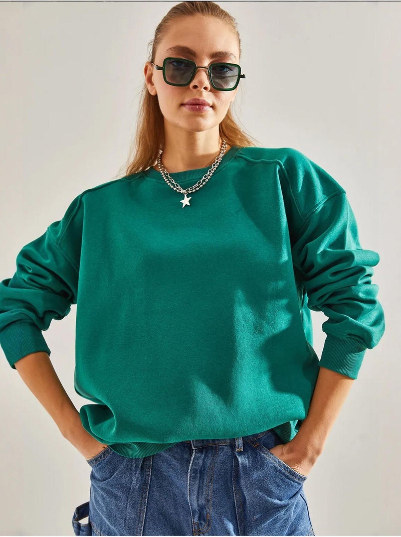 Sudadera oversize cepillada de tres hilos lucci Verde - Kiabi