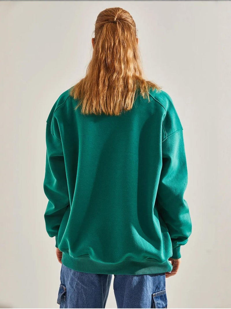Sudadera oversize cepillada de tres hilos lucci Verde - Kiabi