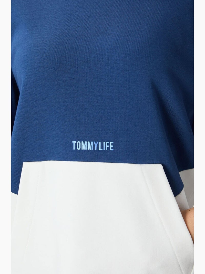 Sudadera oversize color block con cuello redondo tommy Azul marino - Kiabi