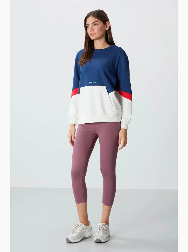 Sudadera oversize color block con cuello redondo tommy Azul marino - Kiabi