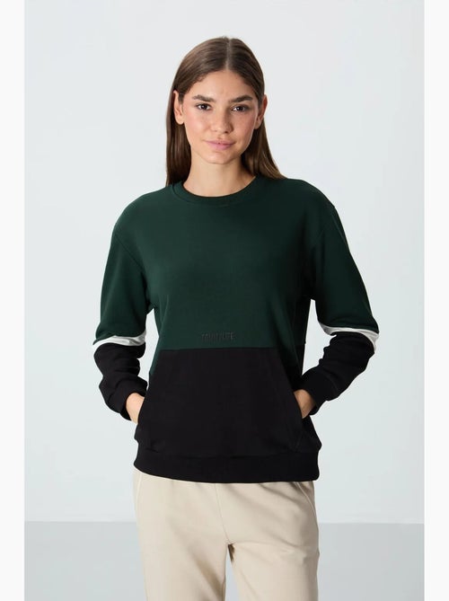 Sudadera oversize color block con cuello redondo tommy - Kiabi