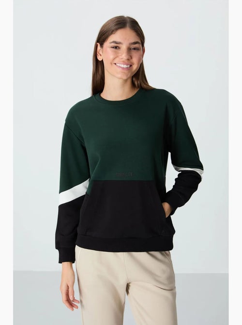Sudadera oversize color block con cuello redondo tommy - Kiabi