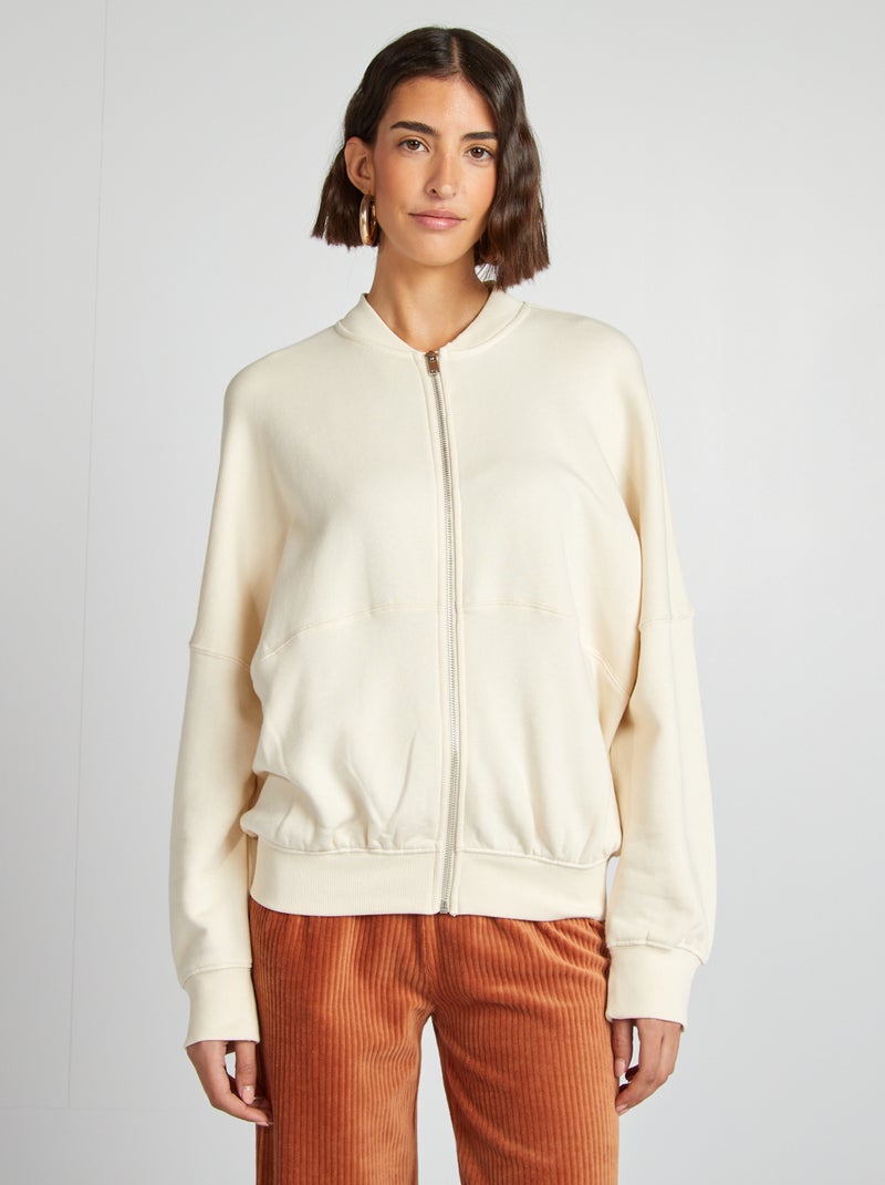 Sudadera oversize con cremallera BLANCO - Kiabi