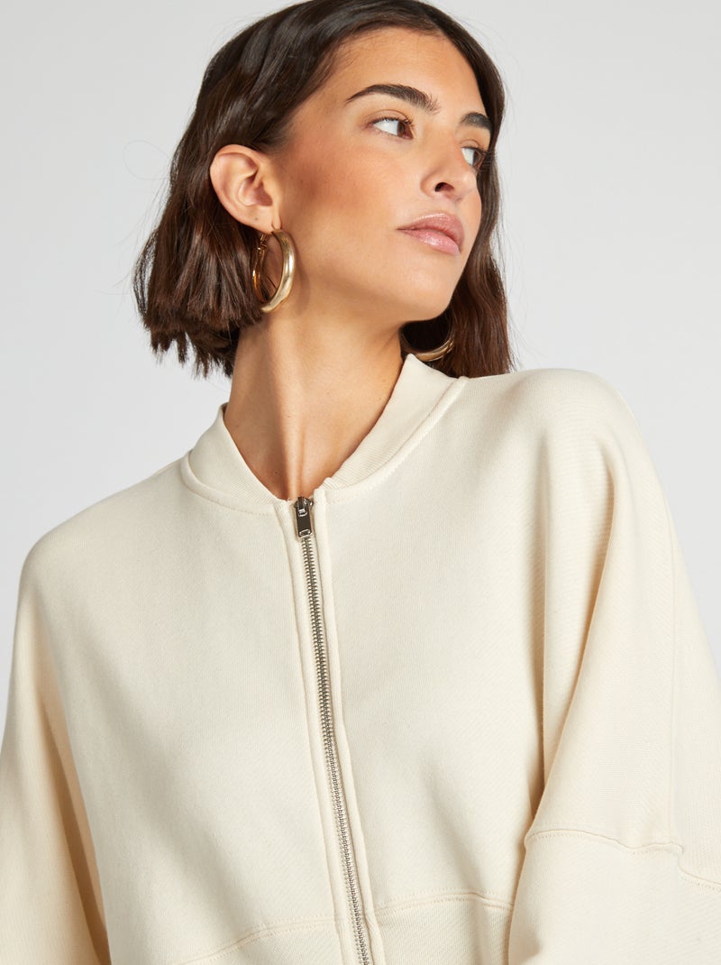 Sudadera oversize con cremallera BLANCO - Kiabi