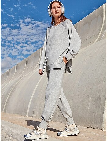 Sudadera oversize con cremalleras en tejido double soft touch
