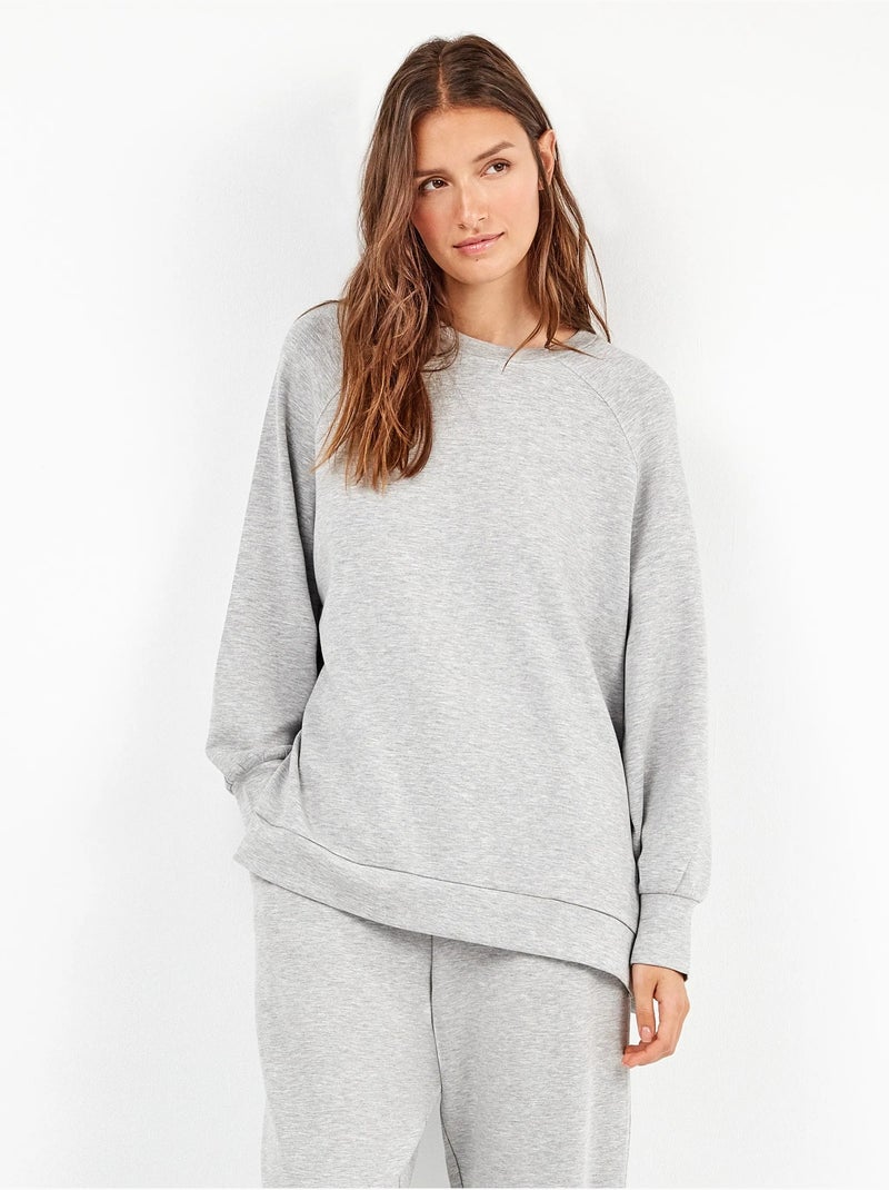Sudadera oversize con cremalleras en tejido double soft touch Gris - Kiabi