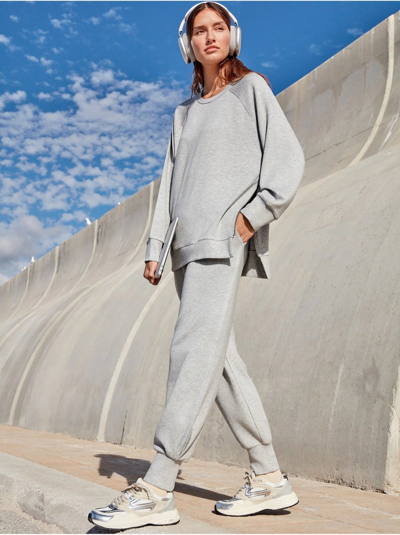 Sudadera oversize con cremalleras en tejido double soft touch Gris - Kiabi