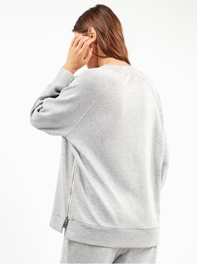 Sudadera oversize con cremalleras en tejido double soft touch Gris - Kiabi