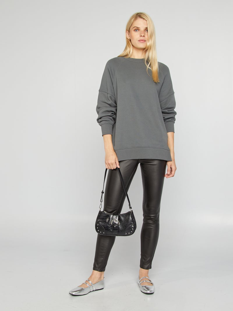 Sudadera oversize con cuello redondo GRIS - Kiabi