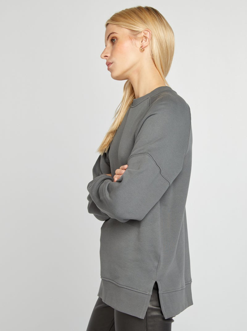Sudadera oversize con cuello redondo GRIS - Kiabi