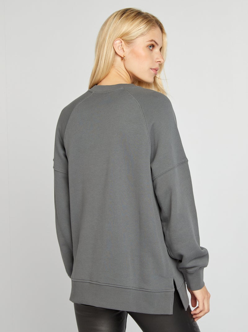 Sudadera oversize con cuello redondo GRIS - Kiabi