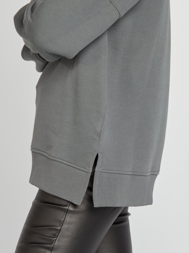 Sudadera oversize con cuello redondo GRIS - Kiabi