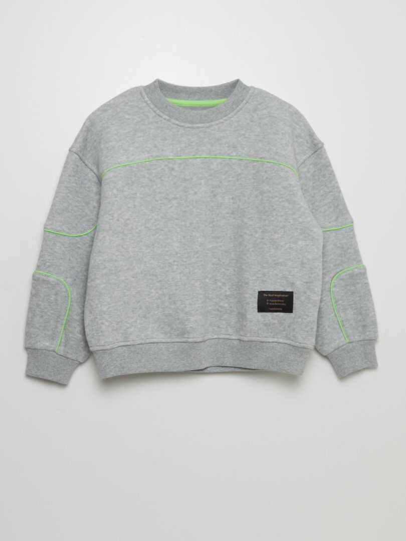 Sudadera oversize con cuello redondo GRIS - Kiabi