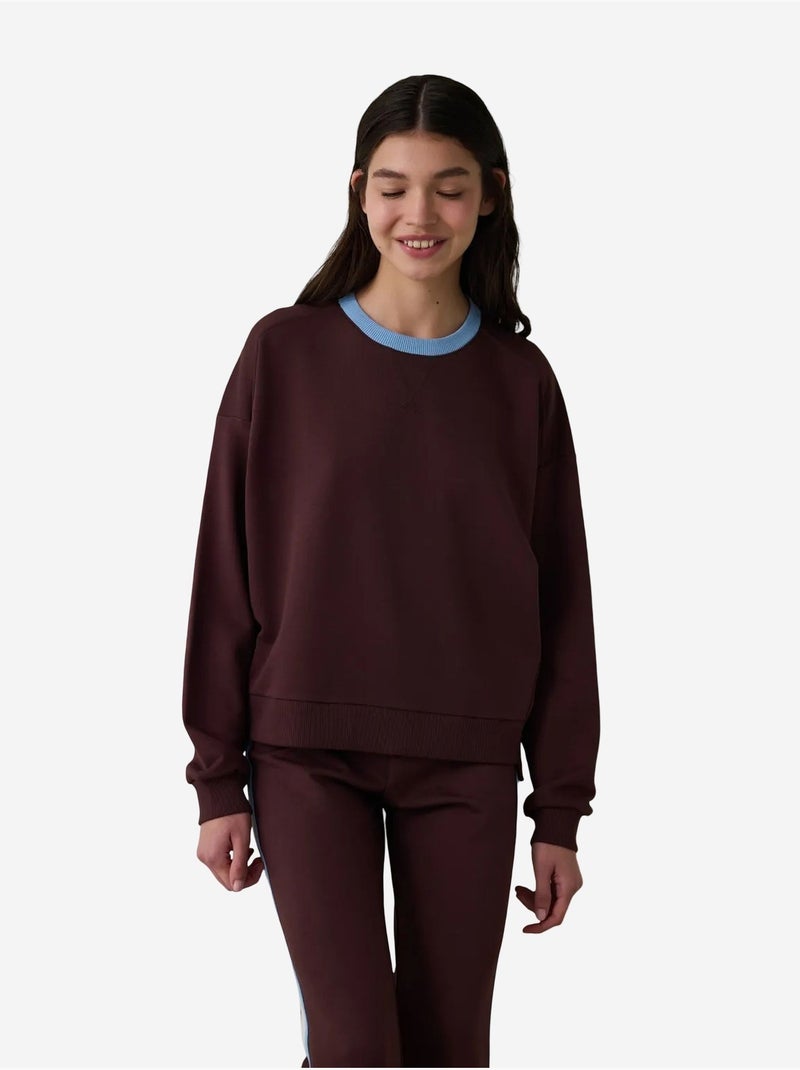Sudadera oversize con cuello y estampado floral inspired by flora penti Rojo burdeos - Kiabi