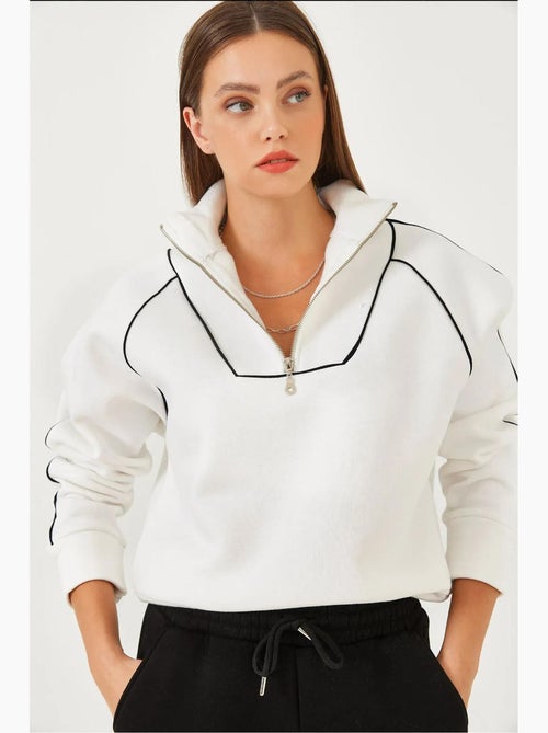 Sudadera oversize crop con media cremallera lucci - Kiabi Sudadera oversize crop con media cremallera lucci - Kiabi