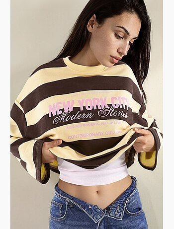 Sudadera oversize de algodón 100% a rayas hiccup