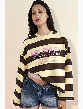 Sudadera oversize de algodón 100% a rayas hiccup