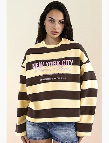 Sudadera oversize de algodón 100% a rayas hiccup