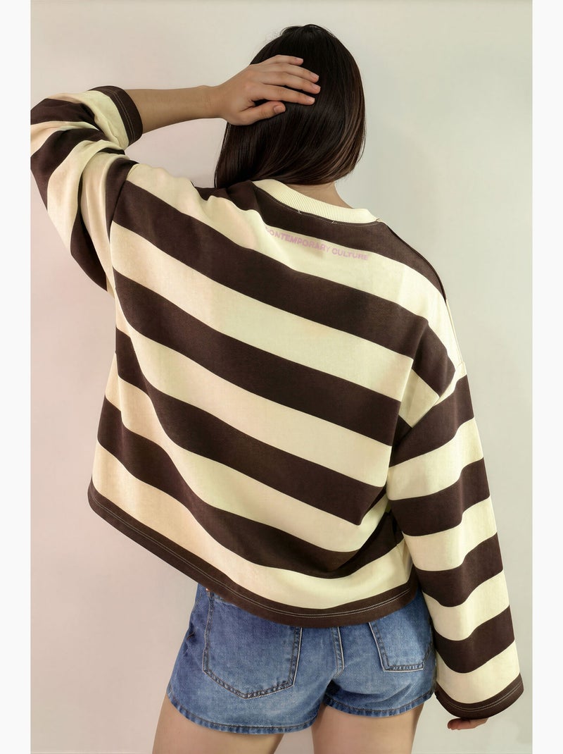 Sudadera oversize de algodón 100% a rayas hiccup Ámbar - Kiabi